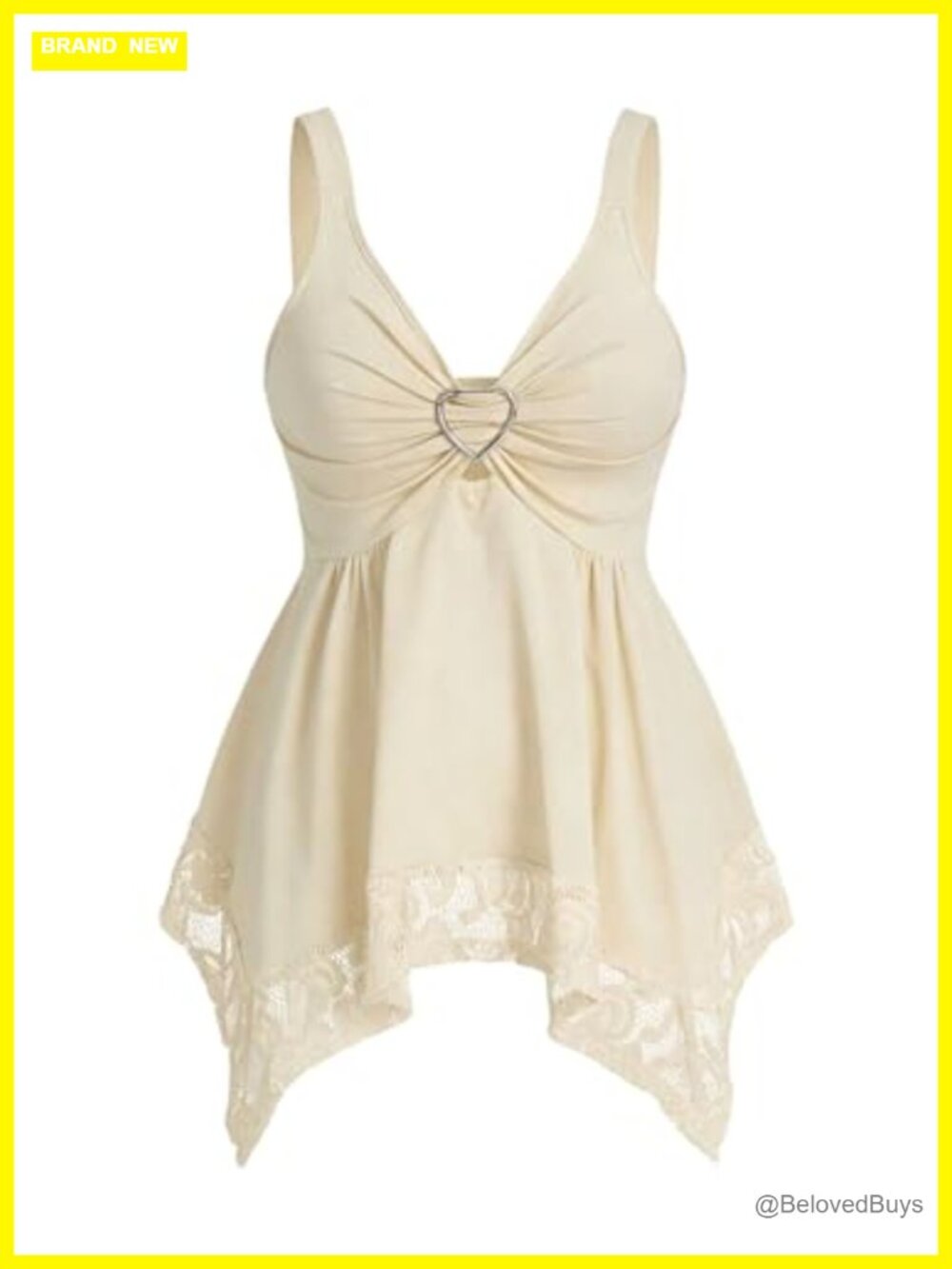 Peplum Babydoll Lace Tank Top Asymmetrical Hem Goth Grunge Y2K